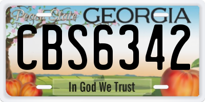 GA license plate CBS6342
