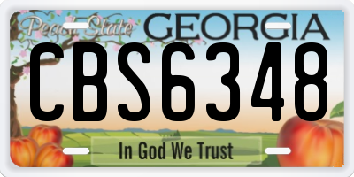 GA license plate CBS6348