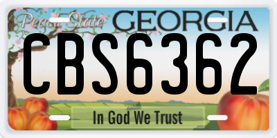 GA license plate CBS6362