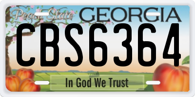 GA license plate CBS6364