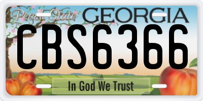 GA license plate CBS6366