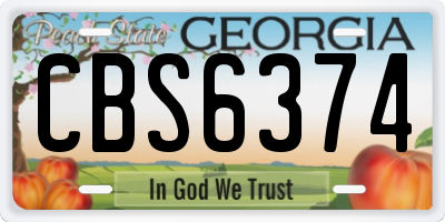 GA license plate CBS6374
