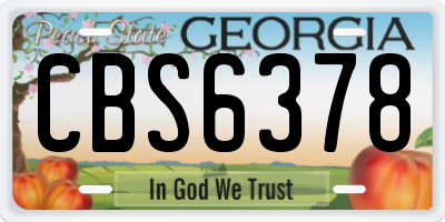 GA license plate CBS6378