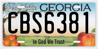 GA license plate CBS6381