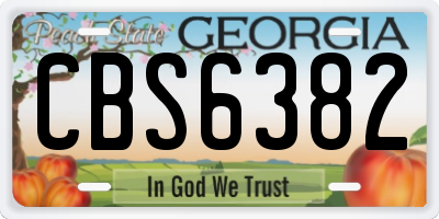 GA license plate CBS6382