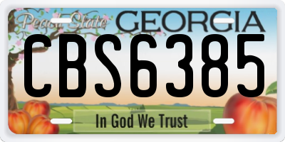 GA license plate CBS6385