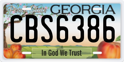 GA license plate CBS6386