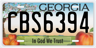 GA license plate CBS6394