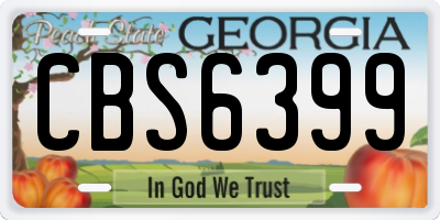 GA license plate CBS6399
