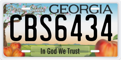 GA license plate CBS6434