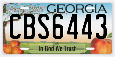 GA license plate CBS6443