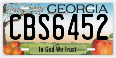 GA license plate CBS6452
