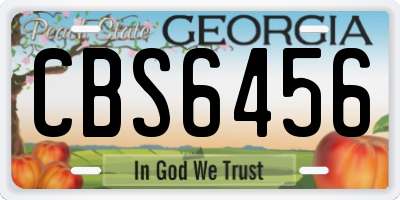 GA license plate CBS6456