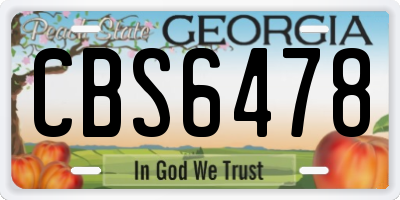 GA license plate CBS6478