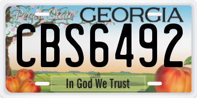 GA license plate CBS6492
