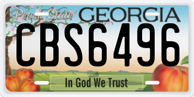 GA license plate CBS6496