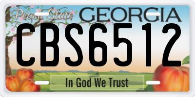 GA license plate CBS6512