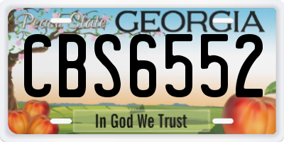 GA license plate CBS6552