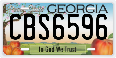 GA license plate CBS6596