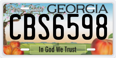 GA license plate CBS6598