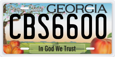 GA license plate CBS6600