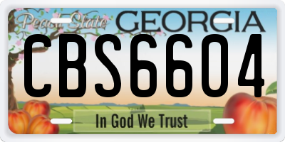 GA license plate CBS6604