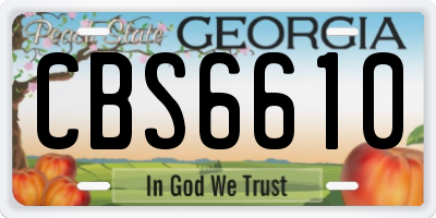 GA license plate CBS6610