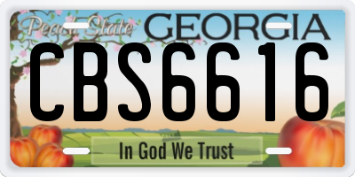 GA license plate CBS6616
