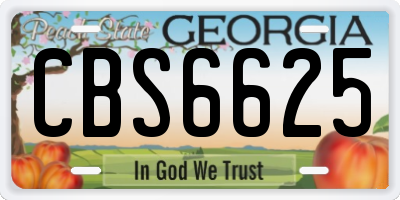 GA license plate CBS6625