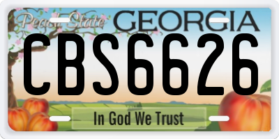 GA license plate CBS6626