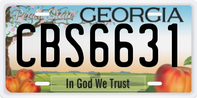 GA license plate CBS6631