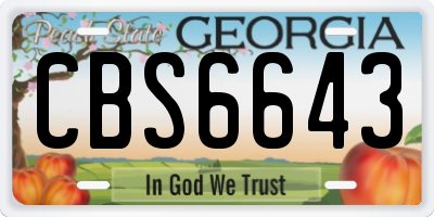 GA license plate CBS6643