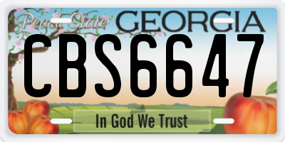 GA license plate CBS6647