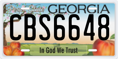 GA license plate CBS6648