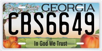 GA license plate CBS6649