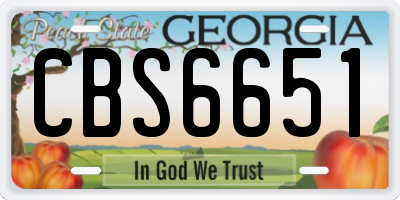GA license plate CBS6651