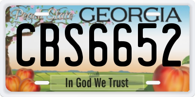 GA license plate CBS6652