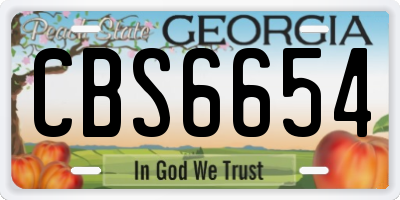 GA license plate CBS6654