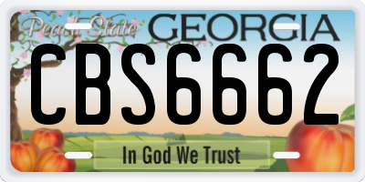 GA license plate CBS6662