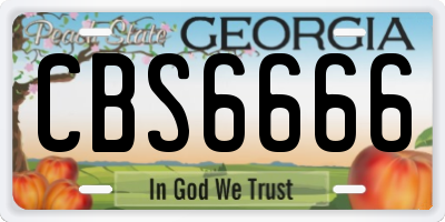 GA license plate CBS6666