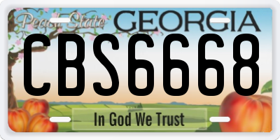 GA license plate CBS6668