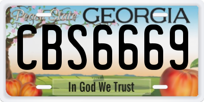 GA license plate CBS6669