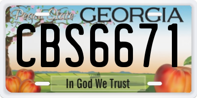 GA license plate CBS6671