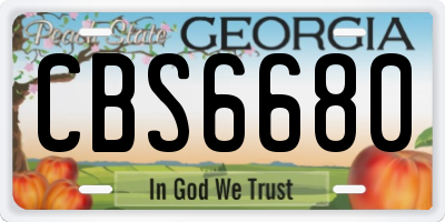 GA license plate CBS6680
