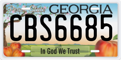 GA license plate CBS6685