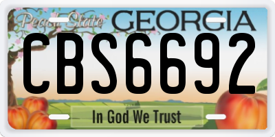 GA license plate CBS6692