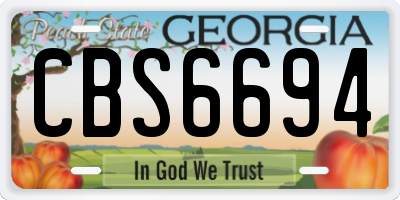 GA license plate CBS6694