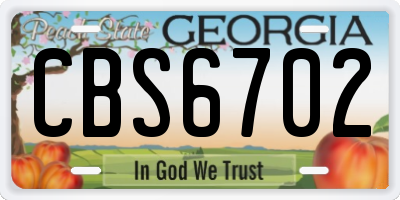 GA license plate CBS6702