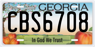 GA license plate CBS6708