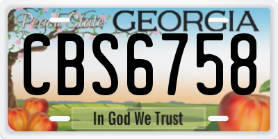 GA license plate CBS6758